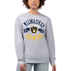Milwaukee Brewers G-III 4Her by Carl Banks Women's Team Logo Fleece Pullover Sweatshirt - Heather Gray Pullover