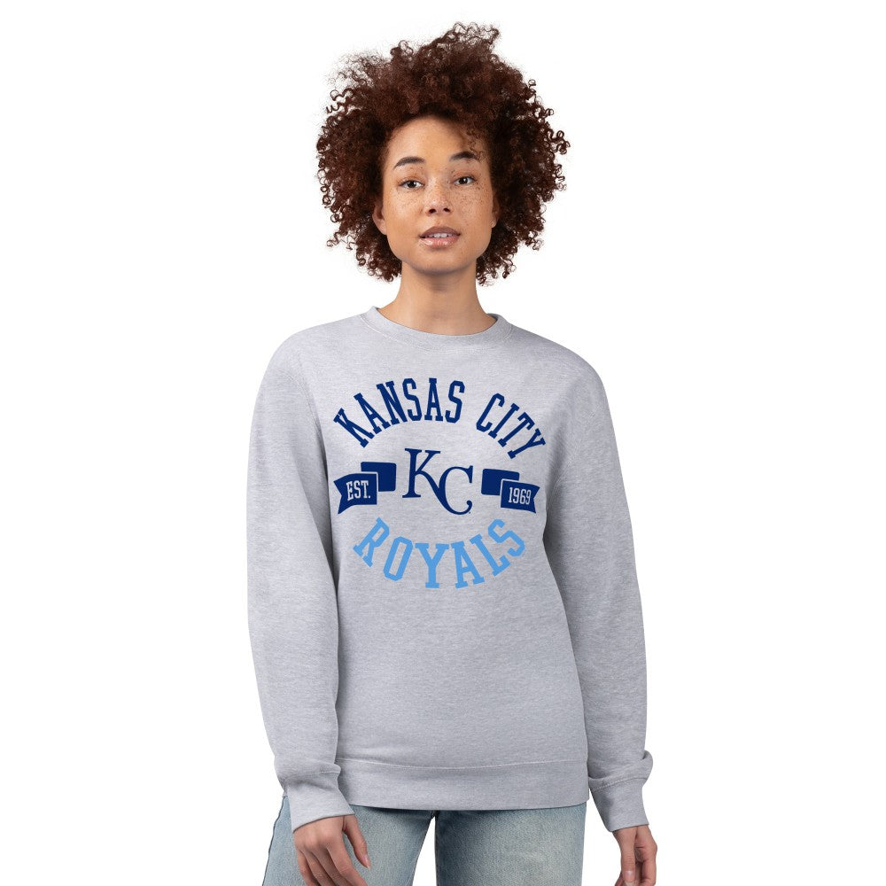 Kansas City Royals G-III 4Her by Carl Banks Women's Team Logo Fleece Pullover Sweatshirt - Heather Gray Pullover