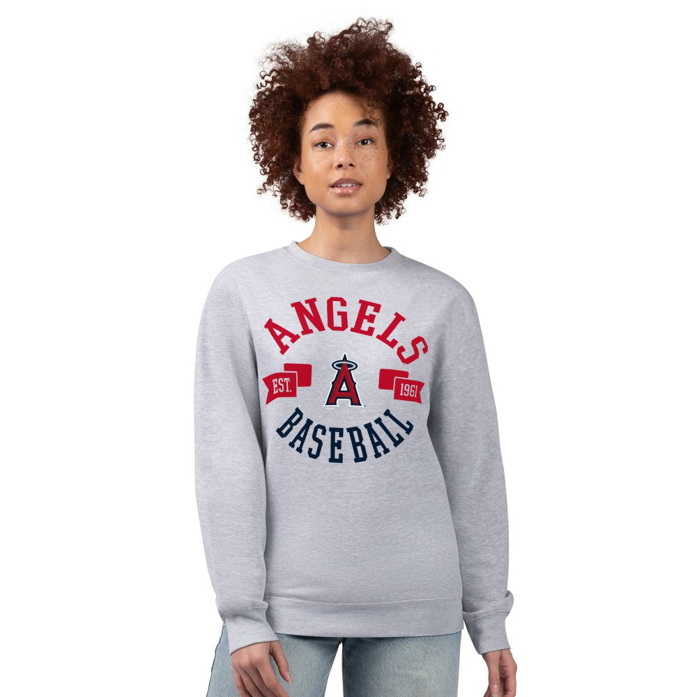 Los Angeles Angels G-III 4Her by Carl Banks Women's Team Logo Fleece Pullover Sweatshirt - Heather Gray Pullover