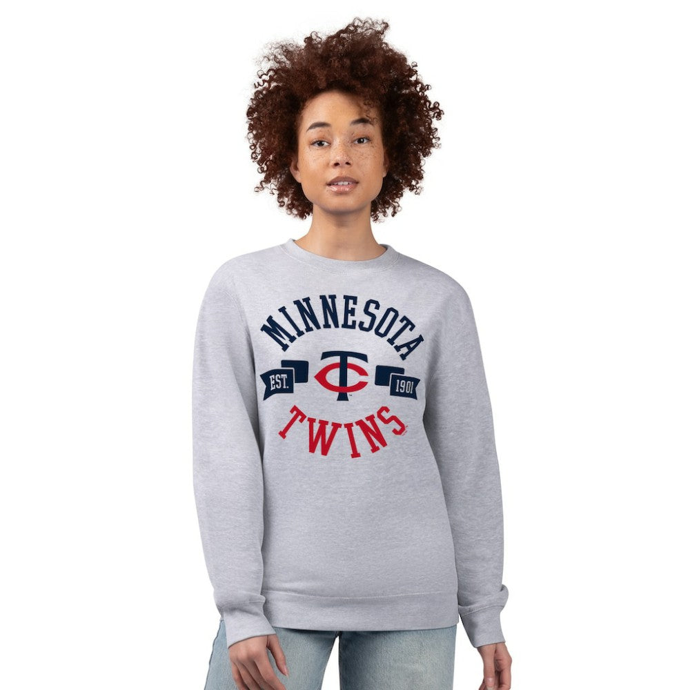 Minnesota Twins G-III 4Her by Carl Banks Women's Team Logo Fleece Pullover Sweatshirt - Heather Gray Pullover