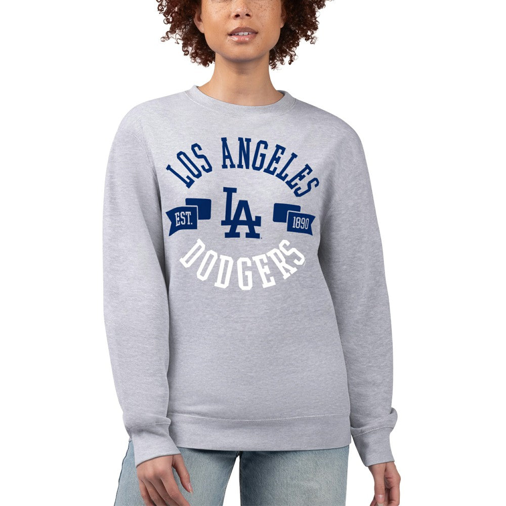 Los Angeles Dodgers G-III 4Her by Carl Banks Women's Team Logo Fleece Pullover Sweatshirt - Heather Gray Pullover
