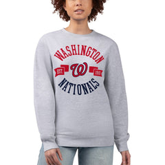 Washington Nationals G-III 4Her by Carl Banks Women's Team Logo Fleece Pullover Sweatshirt - Heather Gray Pullover