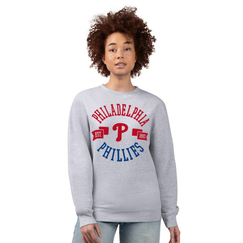 Philadelphia Phillies G-III 4Her by Carl Banks Women's Team Logo Fleece Pullover Sweatshirt - Heather Gray Pullover