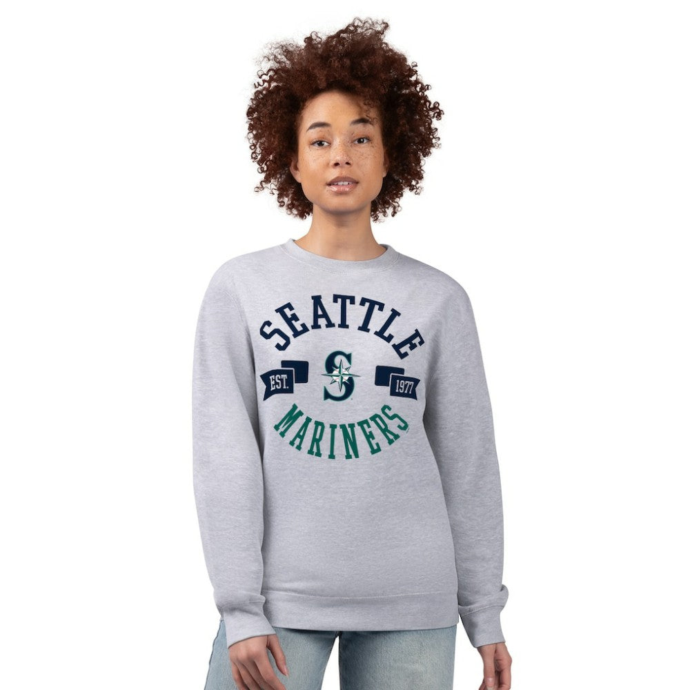 Seattle Mariners G-III 4Her by Carl Banks Women's Team Logo Fleece Pullover Sweatshirt - Heather Gray Pullover