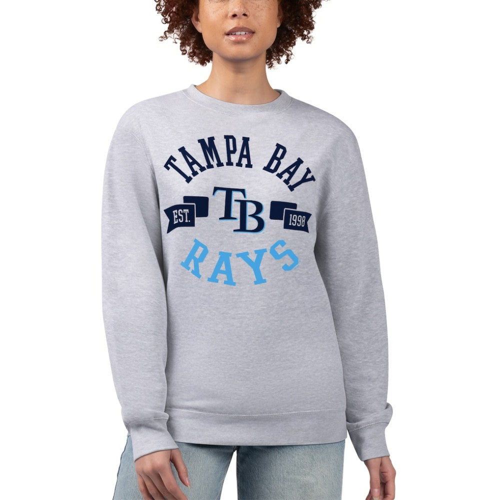 Tampa Bay Rays G-III 4Her by Carl Banks Women's Team Logo Fleece Pullover Sweatshirt - Heather Gray Pullover