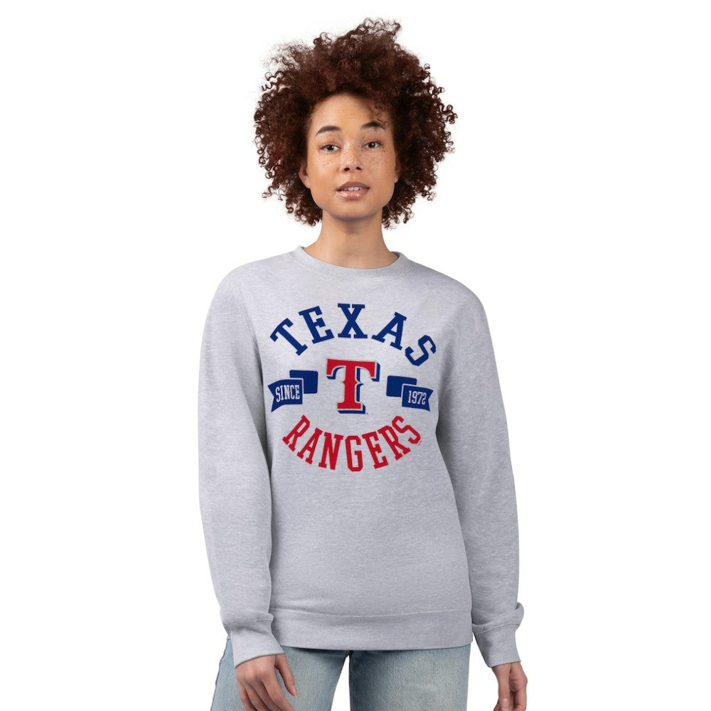 Texas Rangers G-III 4Her by Carl Banks Women's Team Logo Fleece Pullover Sweatshirt - Heather Gray Pullover