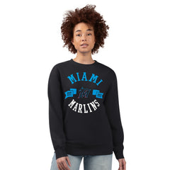 Miami Marlins G-III 4Her by Carl Banks Women's Team Logo Fleece Pullover Sweatshirt - Black Pullover
