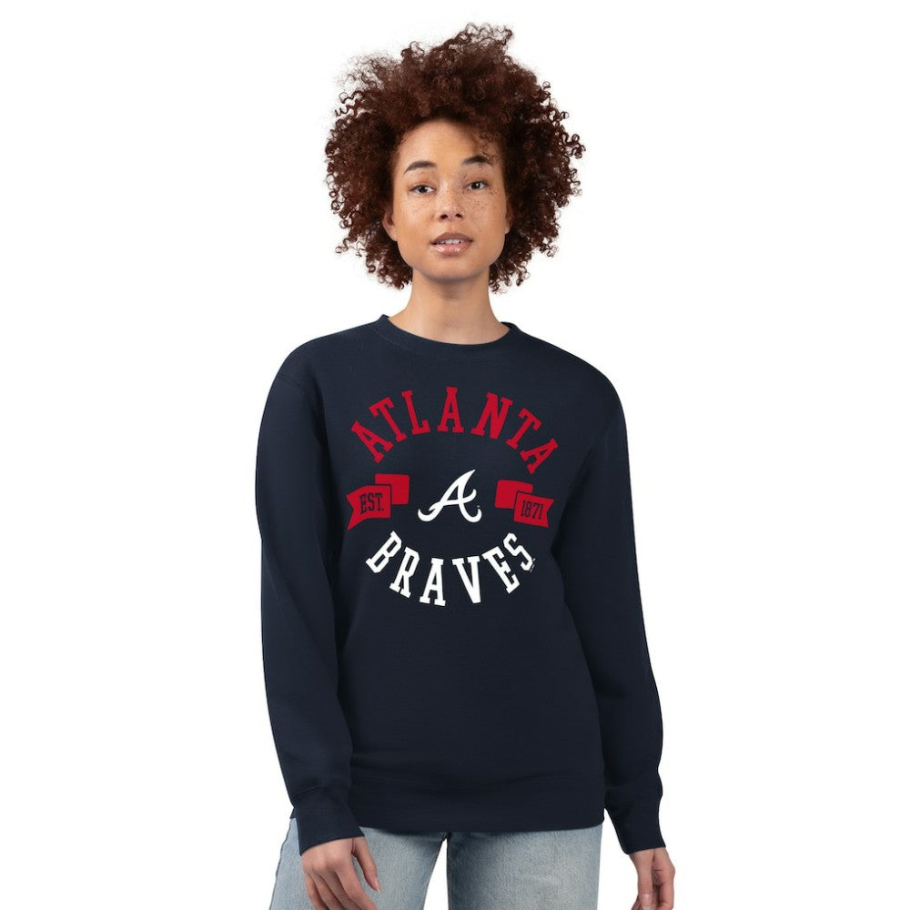 Atlanta Braves G-III 4Her by Carl Banks Women's Team Logo Fleece Pullover Sweatshirt - Navy Pullover
