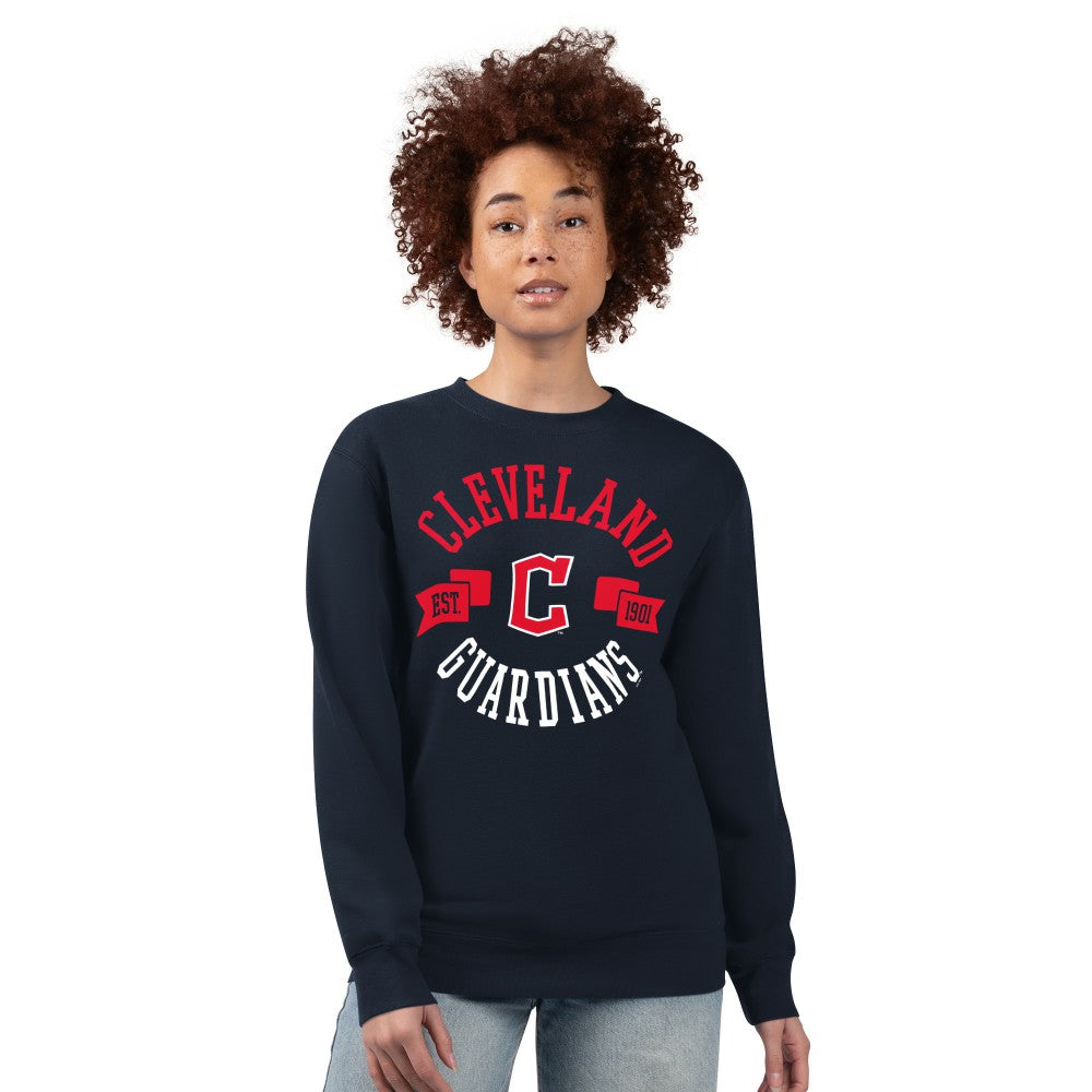 Cleveland Guardians G-III 4Her by Carl Banks Women's Team Logo Fleece Pullover Sweatshirt - Navy Pullover