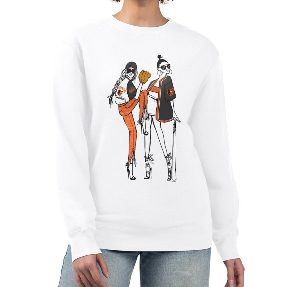 Baltimore Orioles G-III 4Her by Carl Banks Women's Baseball Girls Fleece Pullover Sweatshirt - White Pullover