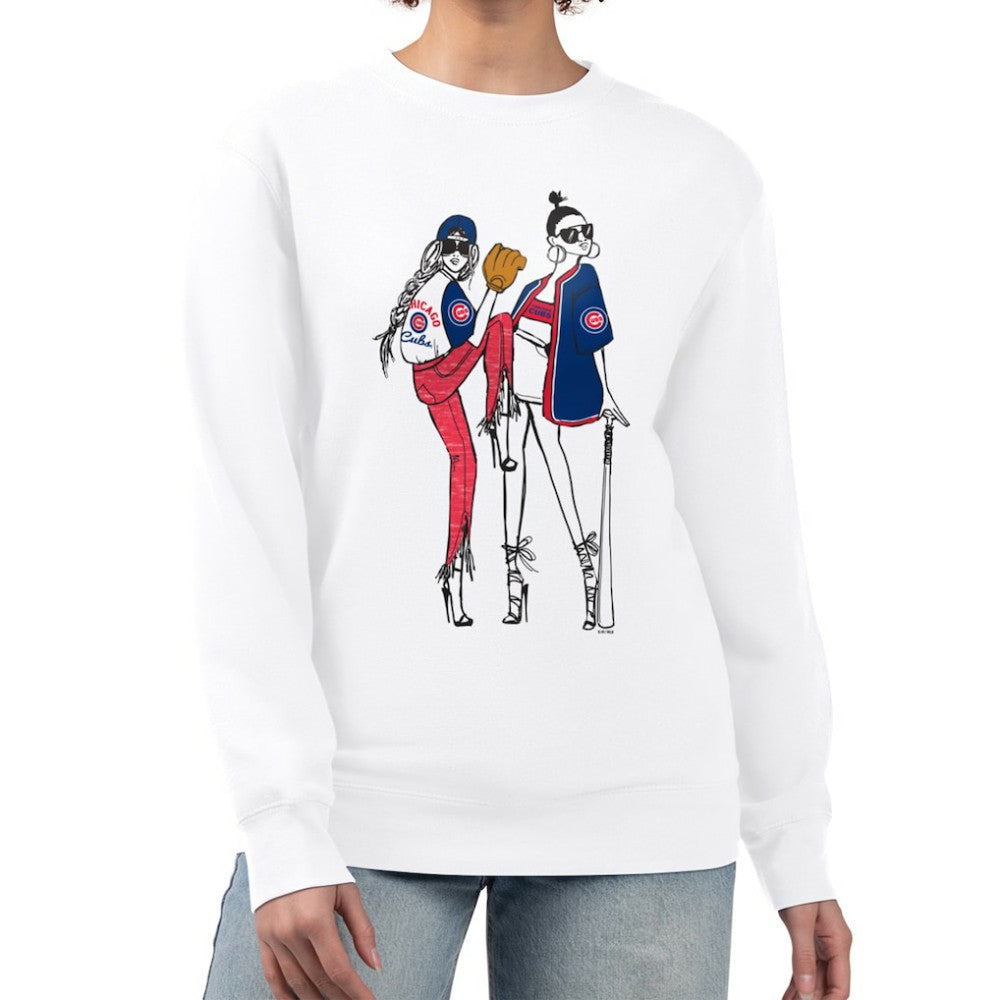 Chicago Cubs G-III 4Her by Carl Banks Women's Baseball Girls Fleece Pullover Sweatshirt - White Pullover