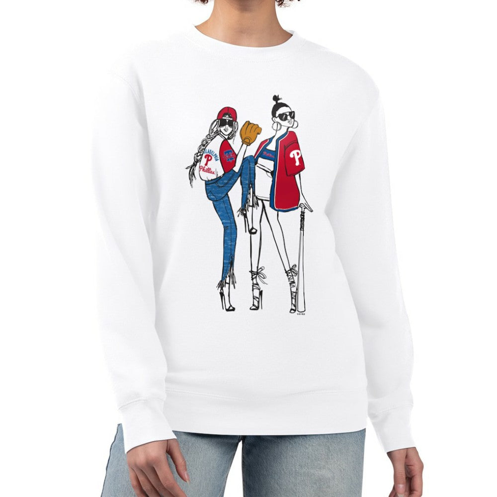 Philadelphia Phillies G-III 4Her by Carl Banks Women's Baseball Girls Fleece Pullover Sweatshirt - White Pullover