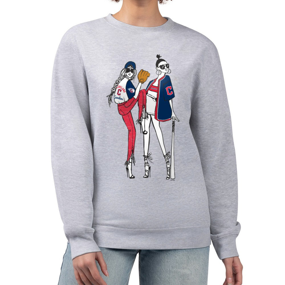 Cleveland Guardians G-III 4Her by Carl Banks Women's Baseball Girls Fleece Pullover Sweatshirt - Heather Gray Pullover