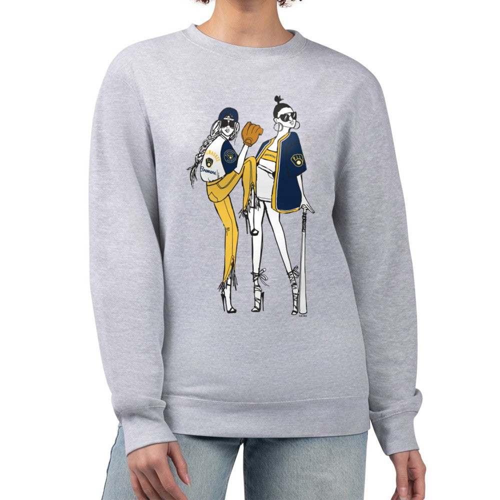 Milwaukee Brewers G-III 4Her by Carl Banks Women's Baseball Girls Fleece Pullover Sweatshirt - Heather Gray Pullover
