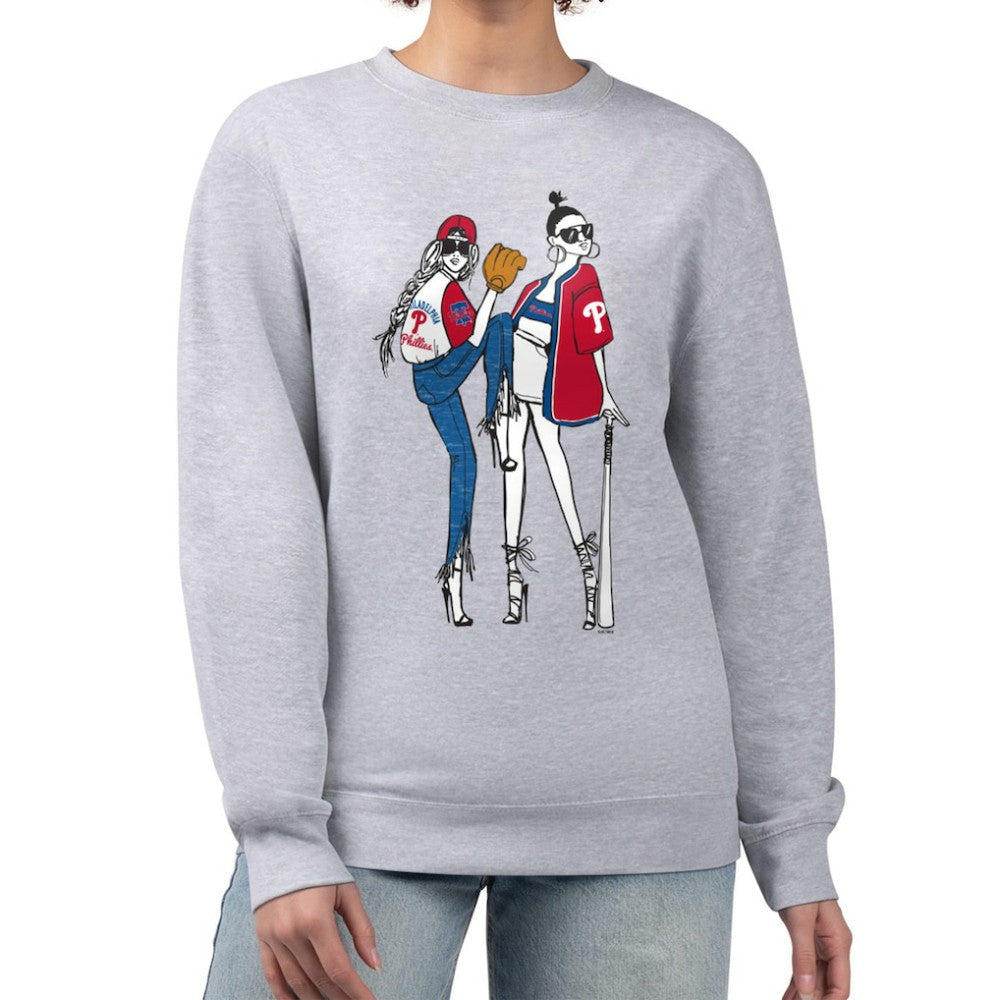 Philadelphia Phillies G-III 4Her by Carl Banks Women's Baseball Girls Fleece Pullover Sweatshirt - Heather Gray Pullover