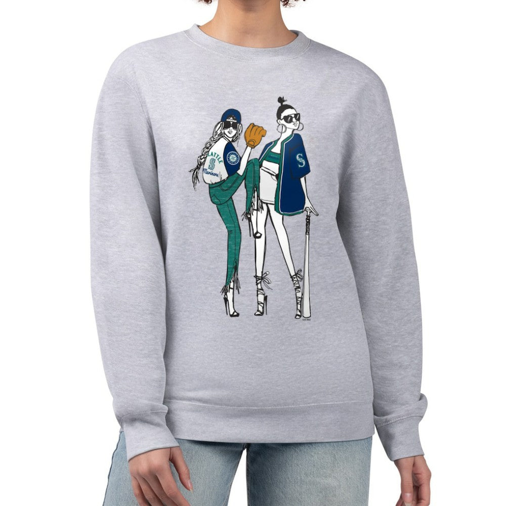 Seattle Mariners G-III 4Her by Carl Banks Women's Baseball Girls Fleece Pullover Sweatshirt - Heather Gray Pullover