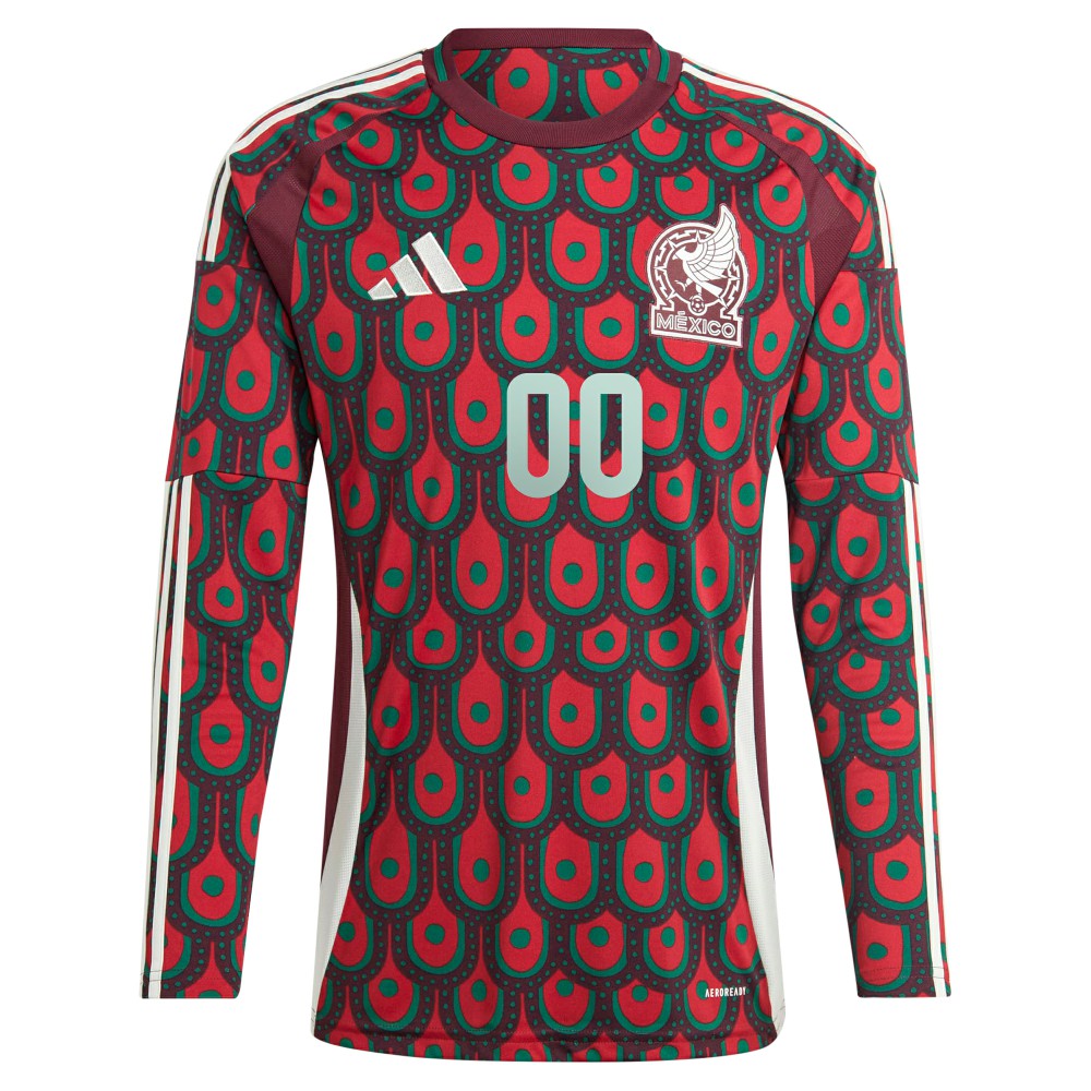 Mexico National Team 2024 Home Replica Custom Long Sleeve Jersey Burgundy