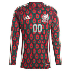 Mexico National Team 2024 Home Replica Custom Long Sleeve Jersey Burgundy