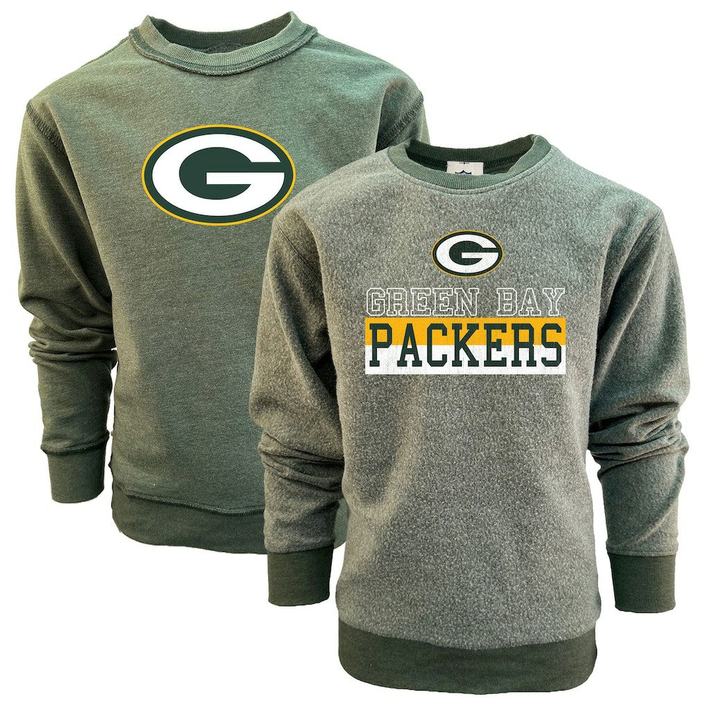 Green Bay Packers Wes & Willy Youth Reversible Fleece Pullover Sweatshirt Green
