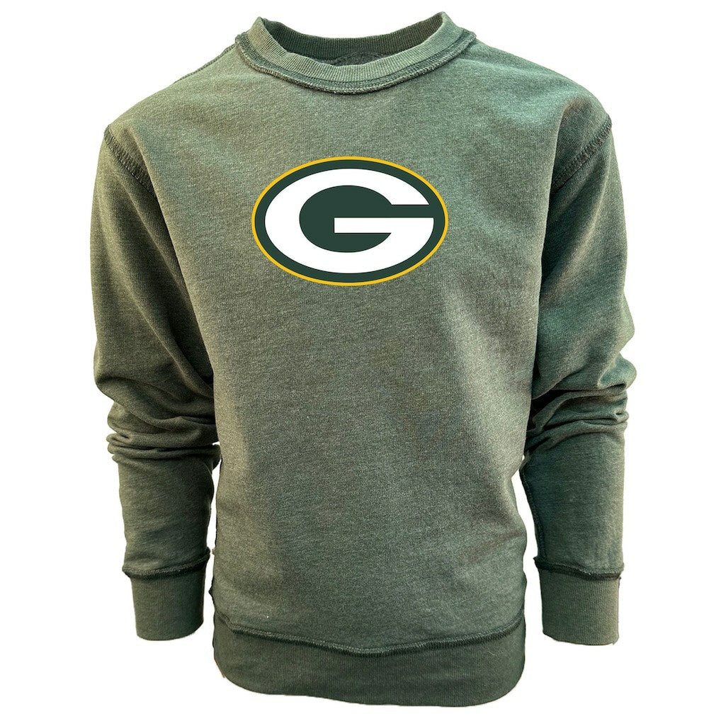 Green Bay Packers Wes & Willy Youth Reversible Fleece Pullover Sweatshirt Green