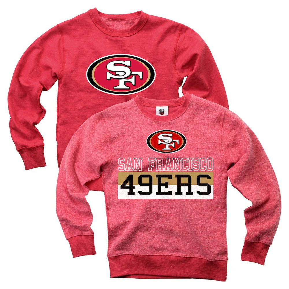 San Francisco 49ers Wes & Willy Youth Reversible Fleece Pullover Sweatshirt Scarlet