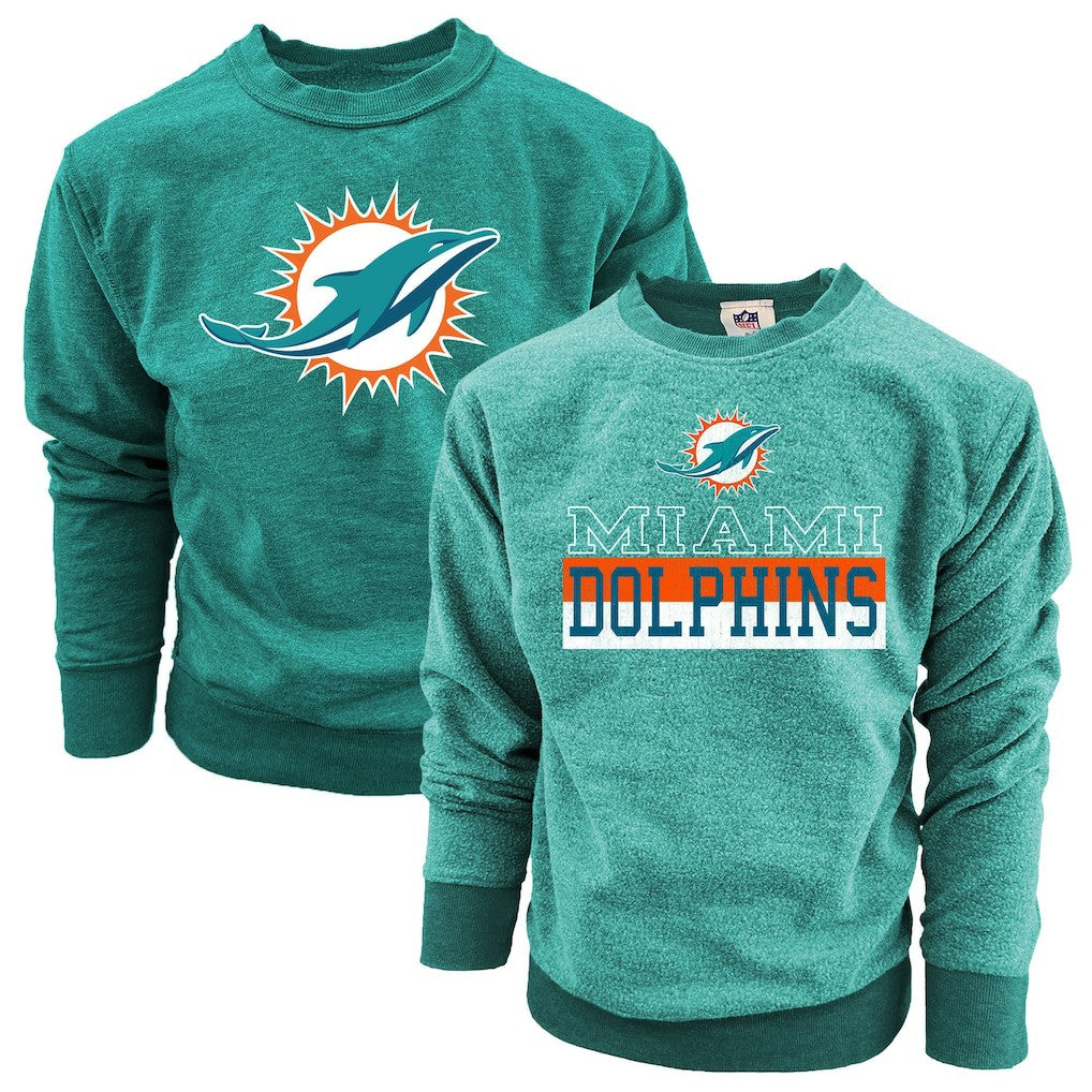 Miami Dolphins Wes & Willy Youth Reversible Fleece Pullover Sweatshirt Aqua