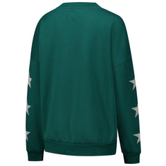Green Bay Packers Gameday Couture Women's Rhinestone Star Sleeve Settle the Score Oversized Pullover Sweatshirt Green