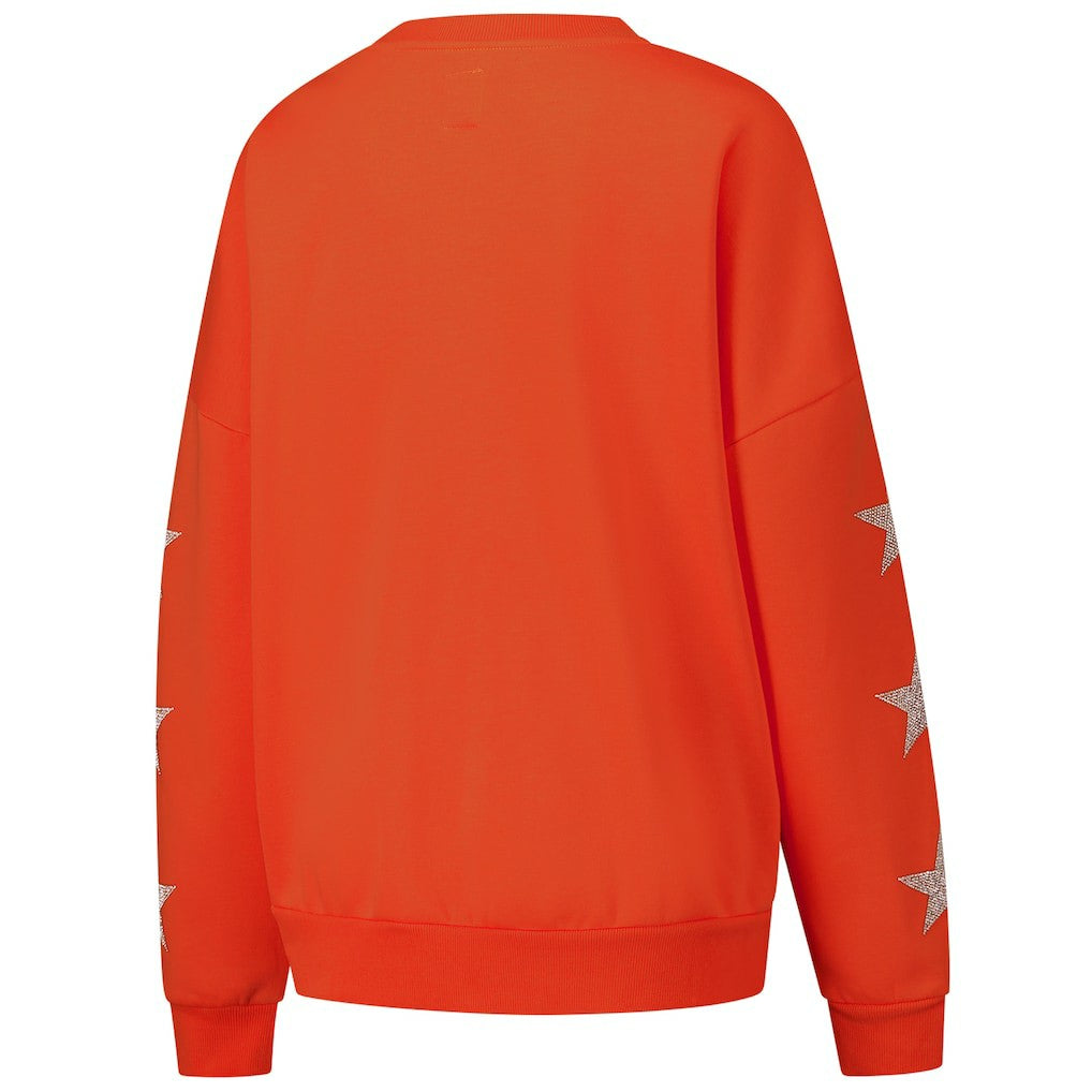 Cleveland Browns Gameday Couture Women's Rhinestone Star Sleeve Settle the Score Oversized Pullover Sweatshirt Orange