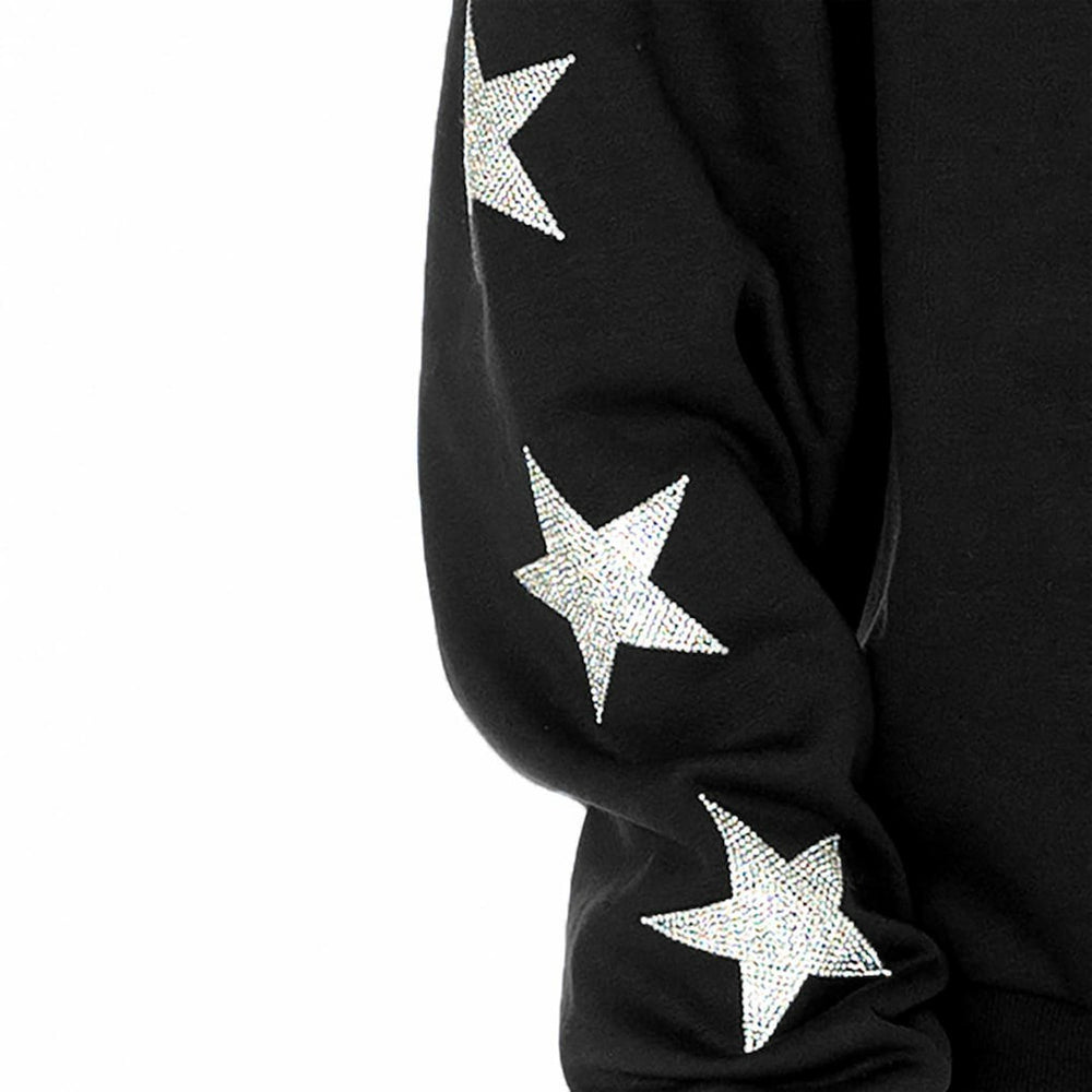 Jacksonville Jaguars Gameday Couture Women's Rhinestone Star Sleeve Settle the Score Oversized Pullover Sweatshirt Black