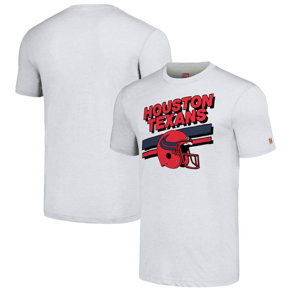 Houston Texans Homage Unisex Striped Tri-Blend T-Shirt Gray