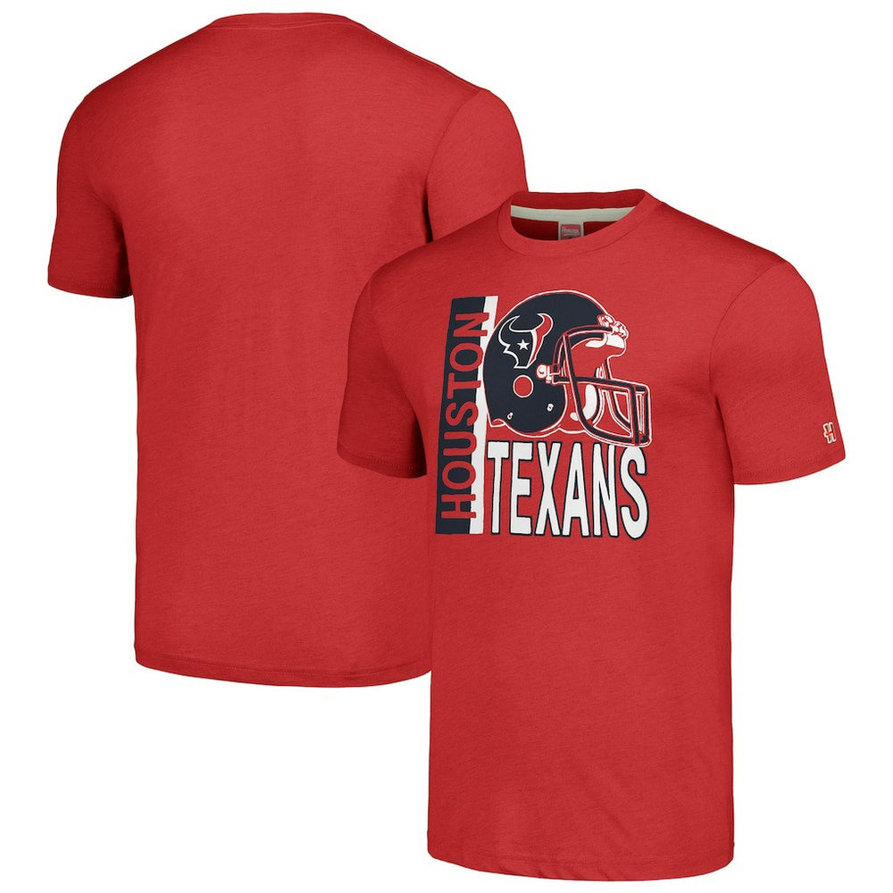 Houston Texans Homage Unisex Helmet Stripe Tri-Blend T-Shirt Red