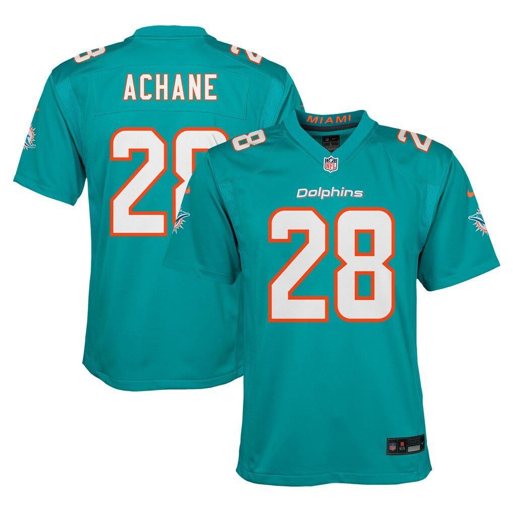 De’Von Achane Miami Dolphins Youth Game Jersey Aqua