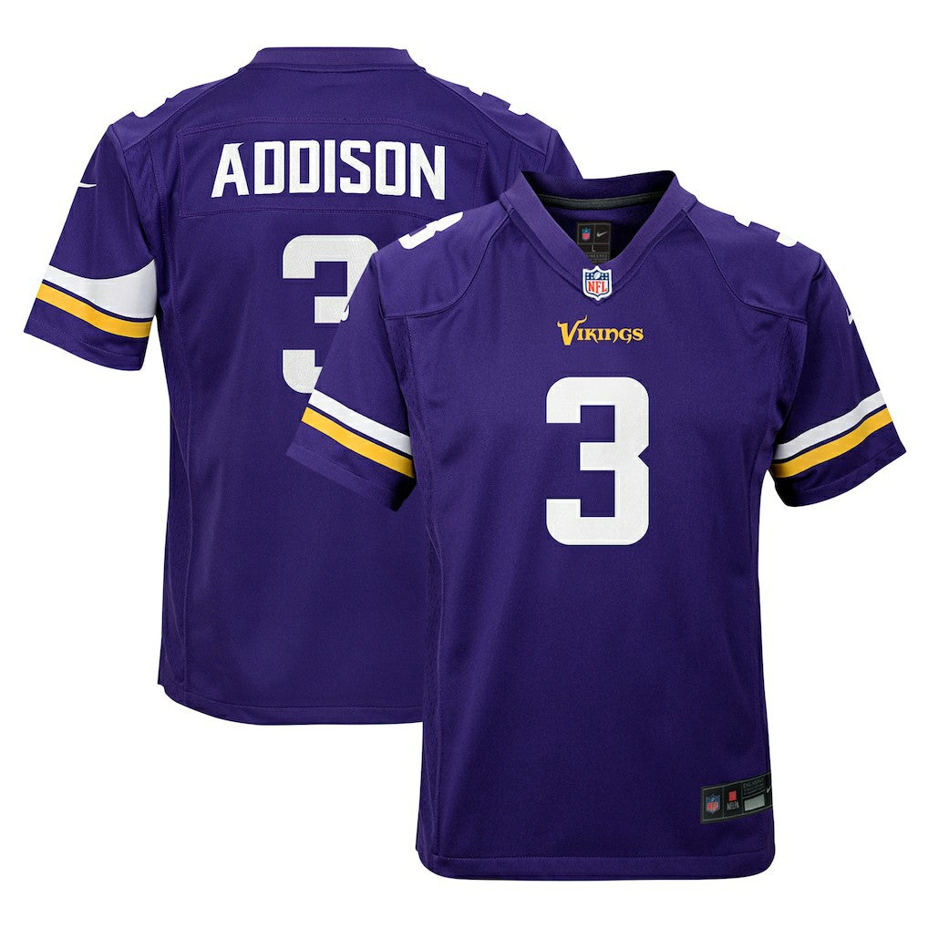 NFL Jordan Addison Minnesota Vikings Youth Game Jersey - Purple