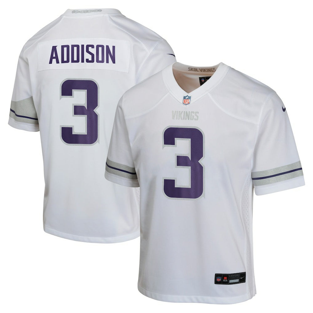NFL Jordan Addison Minnesota Vikings Youth Game Jersey - White