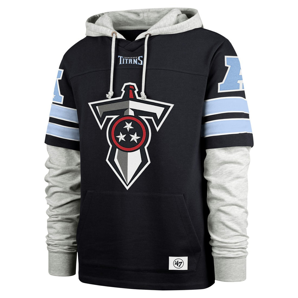 Tennessee Titans '47 Double Header Blitz Cornerback Pullover Hoodie Navy