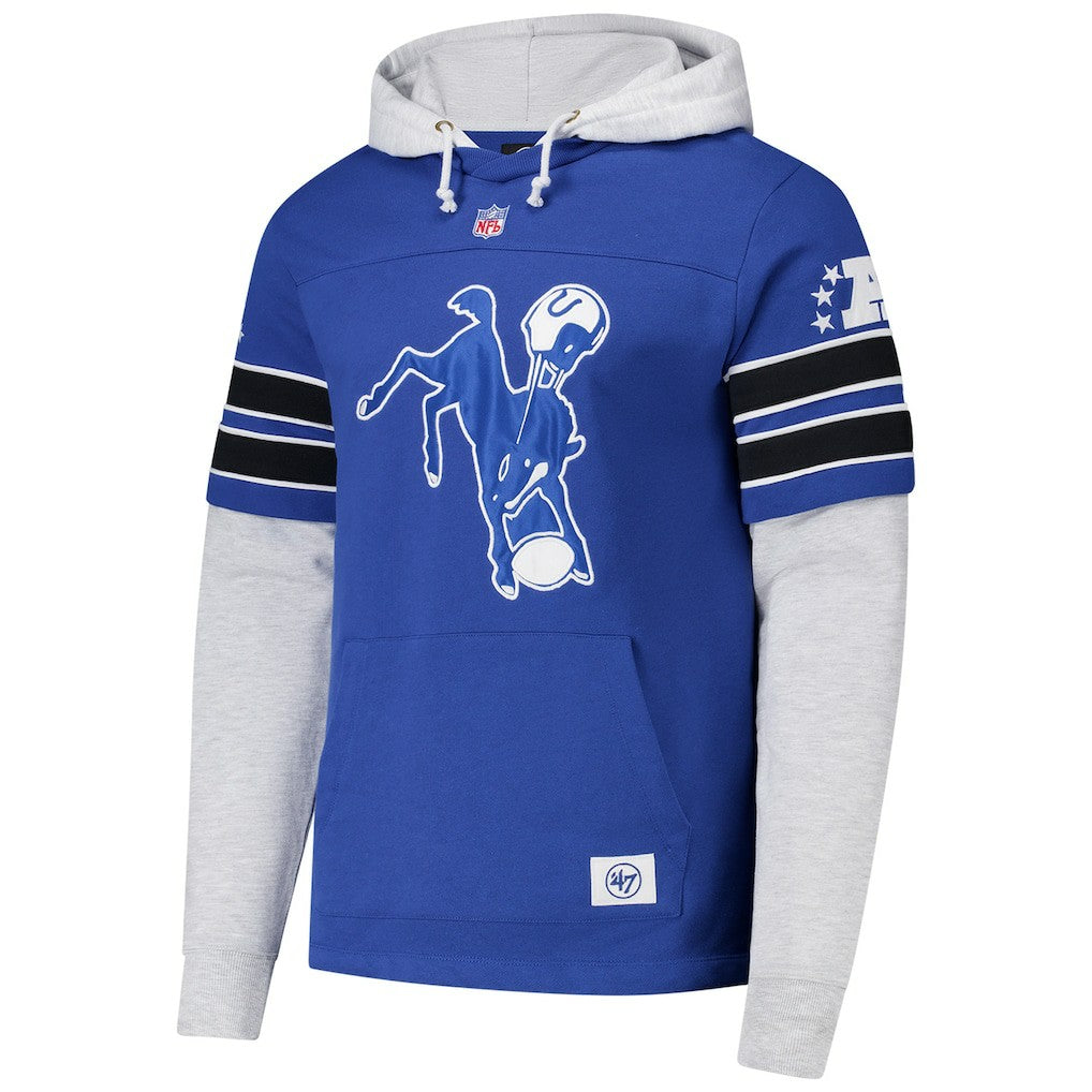 Indianapolis Colts '47 Throwback Double Header Blitz Cornerback Hoodie Royal