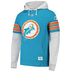 Miami Dolphins '47 Throwback Double Header Blitz Cornerback Hoodie Aqua