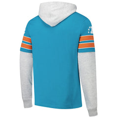 Miami Dolphins '47 Throwback Double Header Blitz Cornerback Hoodie Aqua