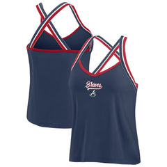 Atlanta Braves WEAR by Erin Andrews Women's Cross Strap Tank Top - Navy Tanks
