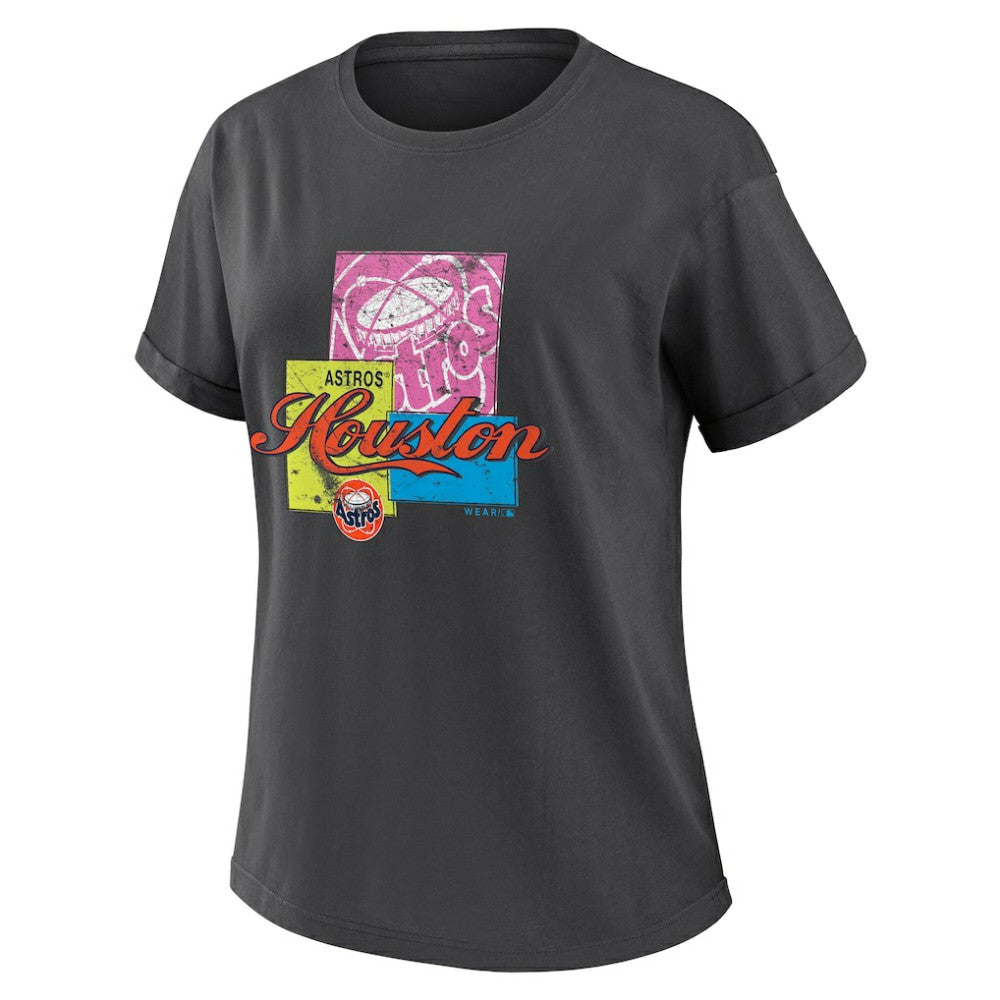 Houston Astros WEAR by Erin Andrews Women's Domestic Box Color Boyfriend T-Shirt - Charcoal T-shirts
