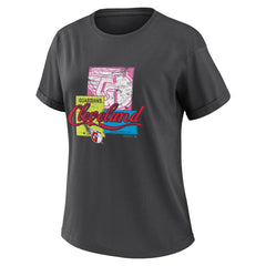 Cleveland Guardians WEAR by Erin Andrews Women's Domestic Box Color Boyfriend T-Shirt - Charcoal T-shirts