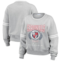 St. Louis Cardinals WEAR by Erin Andrews Women's Domestic Crest Pullover Sweatshirt - Heather Gray Pullover