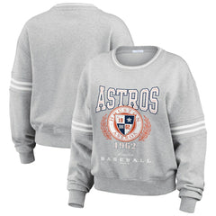 Houston Astros WEAR by Erin Andrews Women's Domestic Crest Pullover Sweatshirt - Heather Gray Pullover