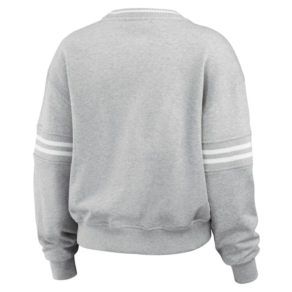 Boston Red Sox WEAR by Erin Andrews Women's Domestic Crest Pullover Sweatshirt - Heather Gray Pullover