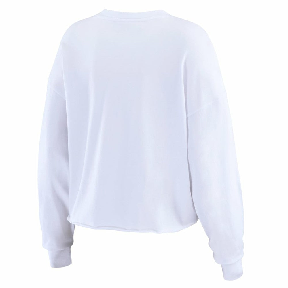 Atlanta Braves WEAR by Erin Andrews Women's Domestic Postcard Long Sleeve T-Shirt - White T-shirts