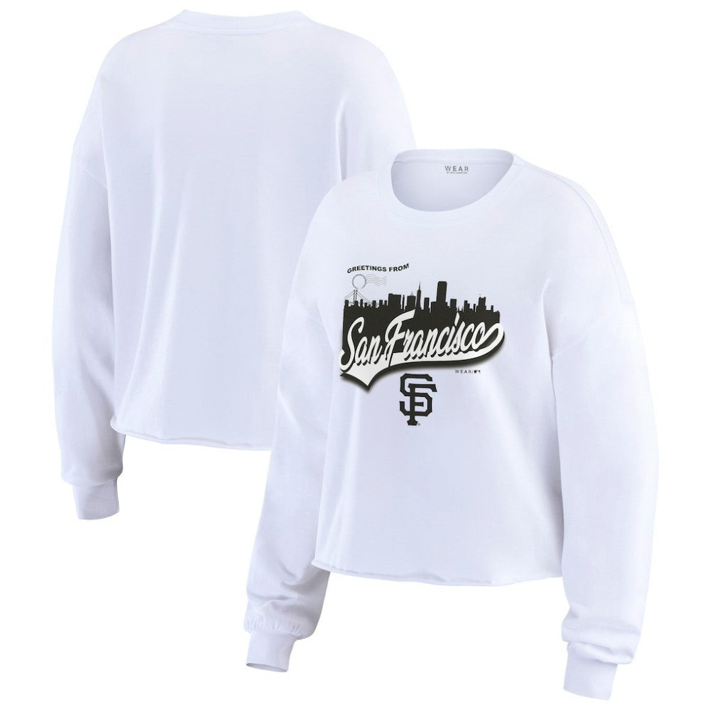 San Francisco Giants WEAR by Erin Andrews Women's Domestic Postcard Long Sleeve T-Shirt - White T-shirts