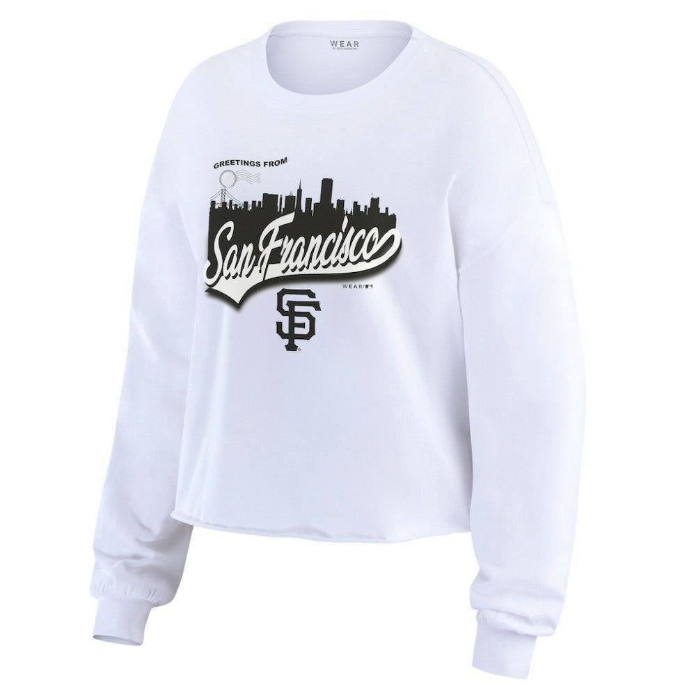 San Francisco Giants WEAR by Erin Andrews Women's Domestic Postcard Long Sleeve T-Shirt - White T-shirts