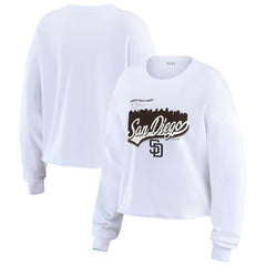 San Diego Padres WEAR by Erin Andrews Women's Domestic Postcard Long Sleeve T-Shirt - White T-shirts