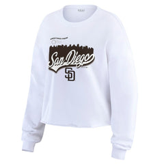 San Diego Padres WEAR by Erin Andrews Women's Domestic Postcard Long Sleeve T-Shirt - White T-shirts
