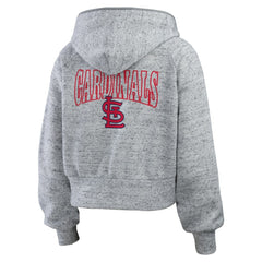 St. Louis Cardinals WEAR by Erin Andrews Women's Speckled Fleece Cropped Full-Zip Hoodie - Heather Gray Hoodies